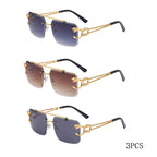 Fashion Metal Leopard Rimless Sunglasses Double Bridges Gradient Shades
