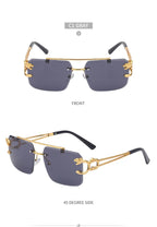Fashion Metal Leopard Rimless Sunglasses Double Bridges Gradient Shades