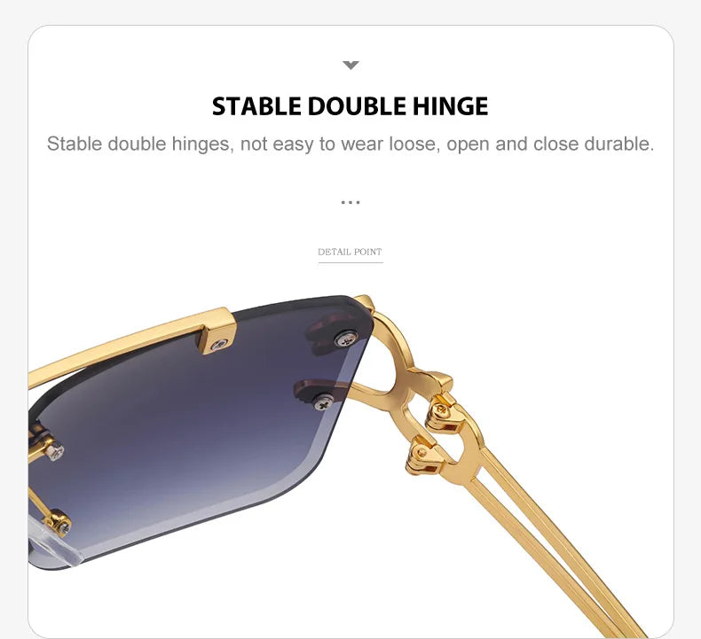 Fashion Metal Leopard Rimless Sunglasses Double Bridges Gradient Shades