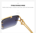 Fashion Metal Leopard Rimless Sunglasses Double Bridges Gradient Shades