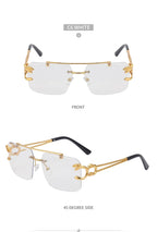Fashion Metal Leopard Rimless Sunglasses Double Bridges Gradient Shades