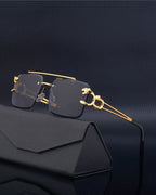 Fashion Metal Leopard Rimless Sunglasses Double Bridges Gradient Shades