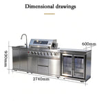 Stainless Steel Outdoor Kitchen Cabinet Barbecue Grill With Grill Cooktop Sink Fridge