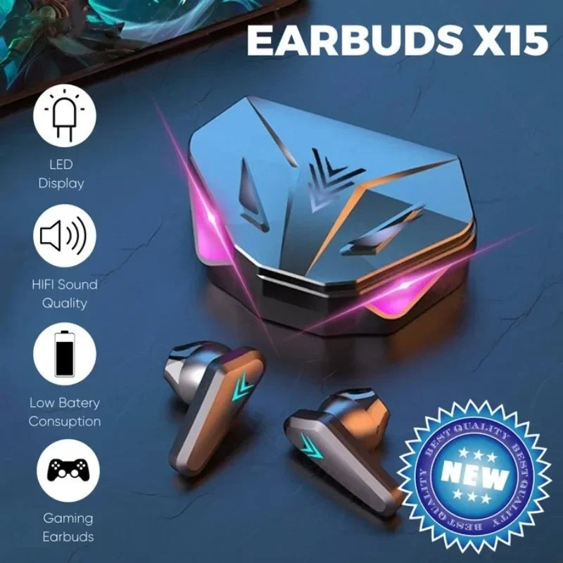 LED Display Gamer Earbuds with Mic