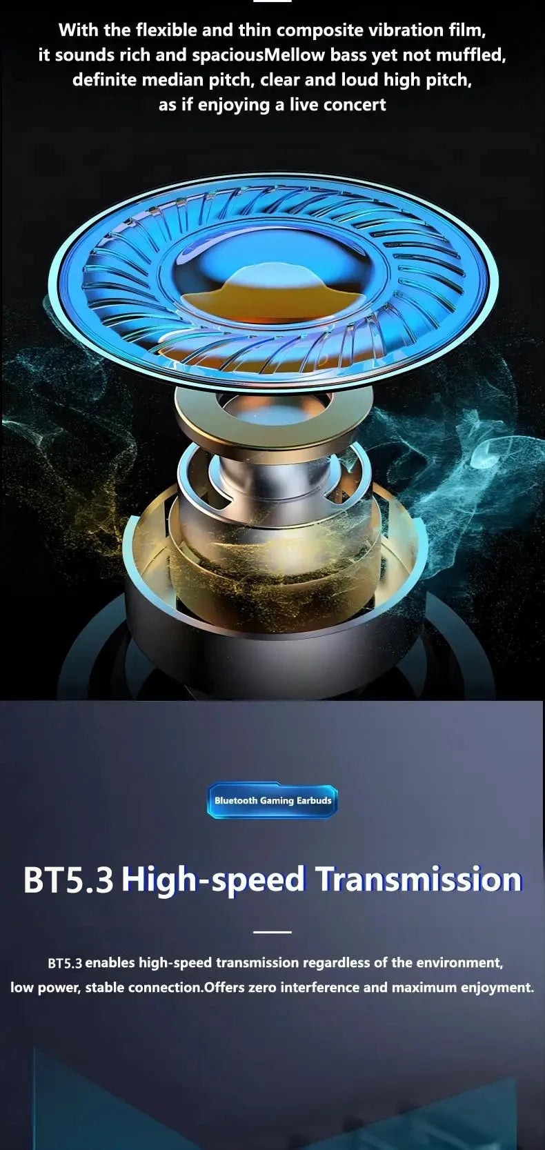 LED Display Gamer Earbuds with Mic