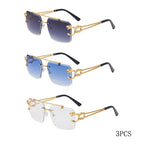 Fashion Metal Leopard Rimless Sunglasses Double Bridges Gradient Shades
