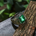 New men's luxury green gemstone domineering ring
