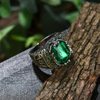New men's luxury green gemstone domineering ring