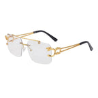 Fashion Metal Leopard Rimless Sunglasses Double Bridges Gradient Shades