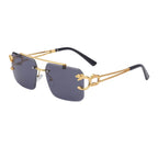 Fashion Metal Leopard Rimless Sunglasses Double Bridges Gradient Shades